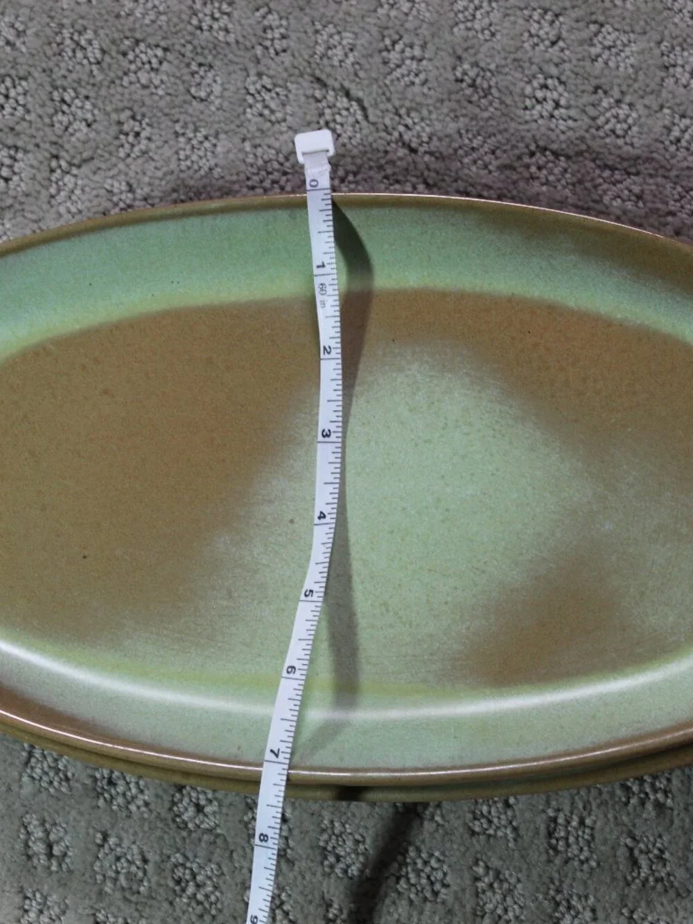 Set of 2 Frankoma Green Brown Ceramic Rectangular Platter Impressed Backstamp